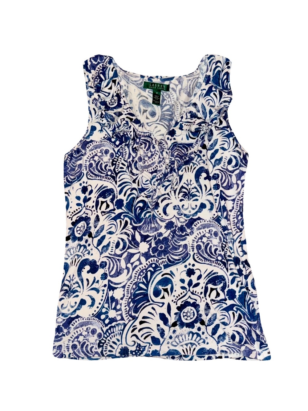 VTG LAUREN RALPH LAUREN BLUE PAISLEY PRINT TANK TOP // SIZE MEDIUM 💙